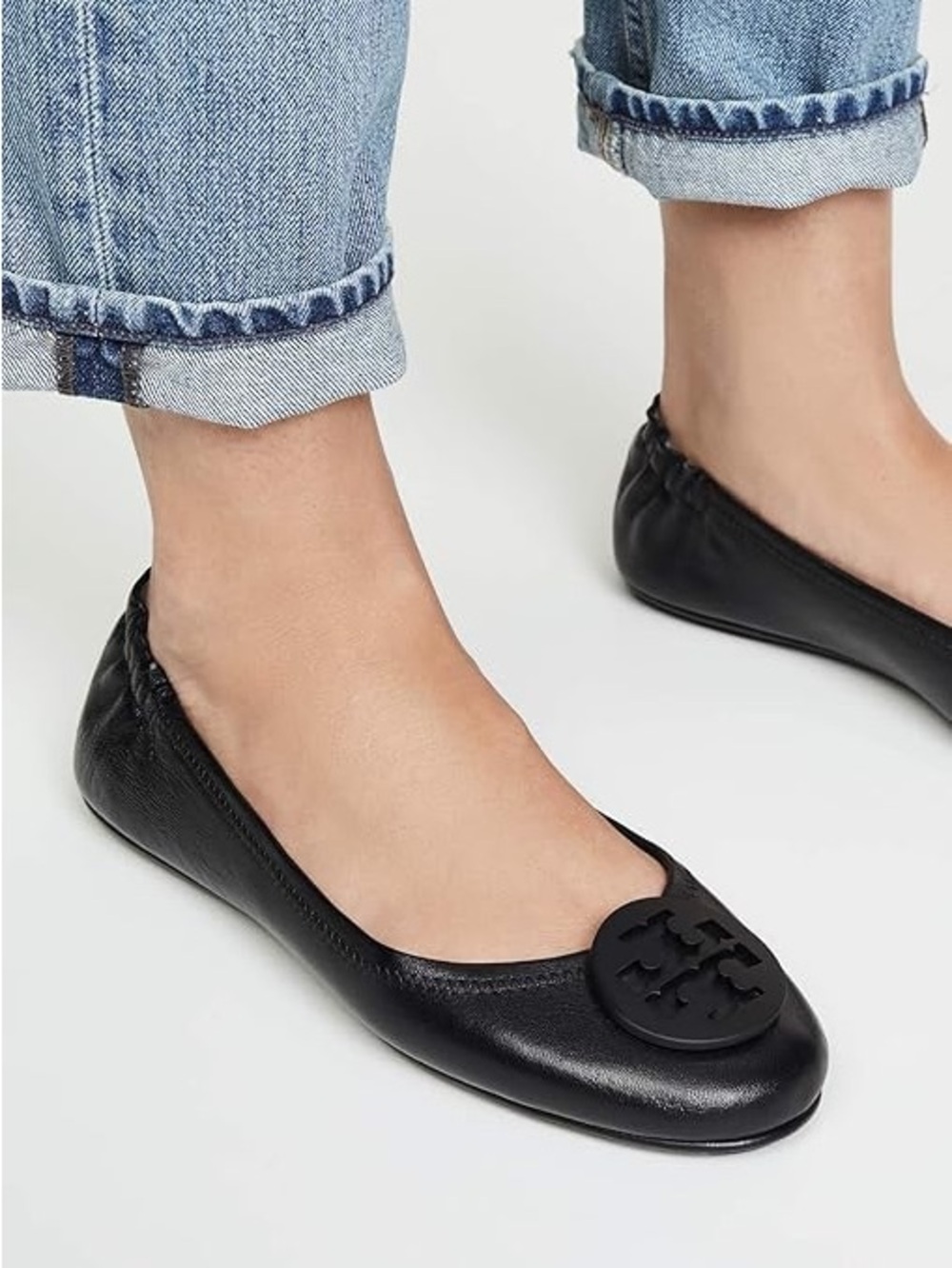 Tory Burch black Minnie Travel Ballet Flats in Black Genuine Leather, Women’s
